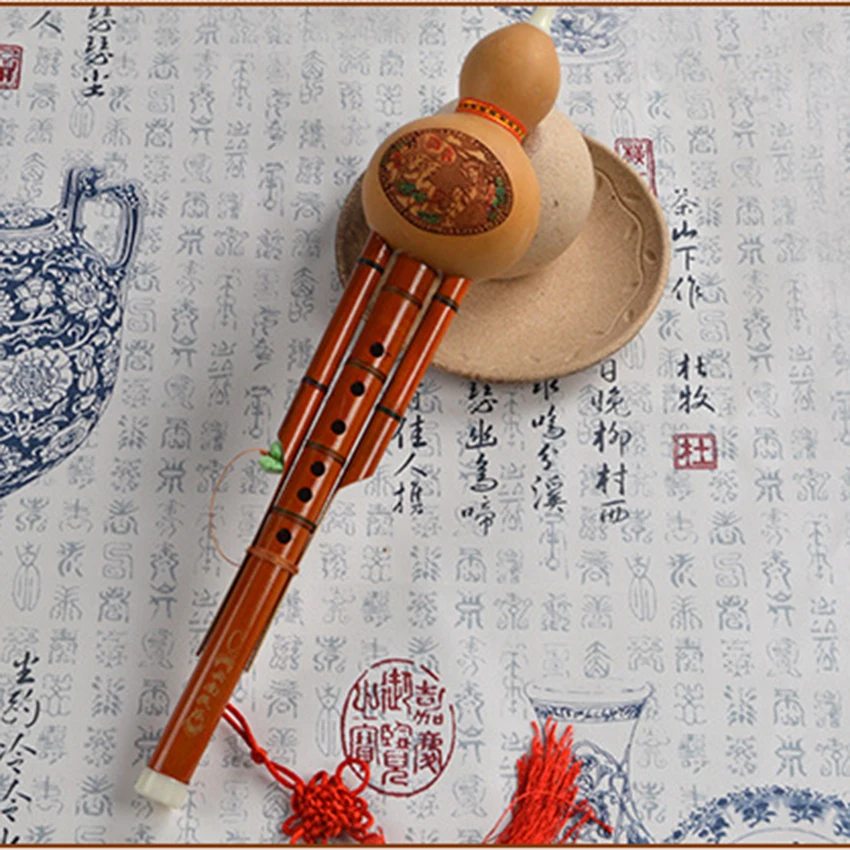 

Bamboo Cucurbit Flute Chinese Traditional Musical Instrument Bb / C Key Folk Hulusi Gourd Flauta with Case