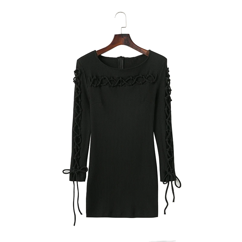 BONGOR LUSS 2018 High Quality O Neck Lace Up Long Sleeves Autumn Winter Women Sweater Knitting Jumper Knitwear Streetwear  (23)