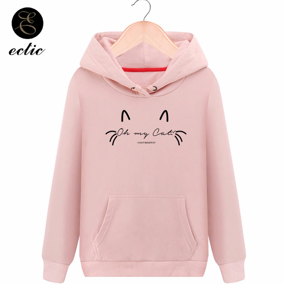 

Jumper Cat Kangaroo Pocket Hoodie Poleron Mujer 2019 Pink Korean Oversized Hoodie Harajuku Kawaii Women Sweatshirt Cute