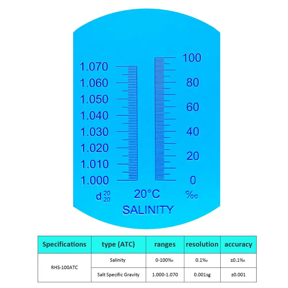 Olimpo RHS-100ATC аквариумный рефрактометр 0-10% соленость 1,000-1,070 соль SG морской соленомер