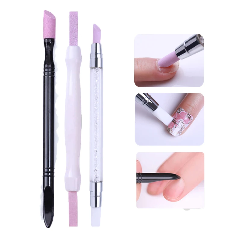 

1Pc Dual-ended Cuticle Remover Pen Nail Pusher Quartz Scrubs Stone Cuticle Pusher Stick Pen Manicure Care Tool
