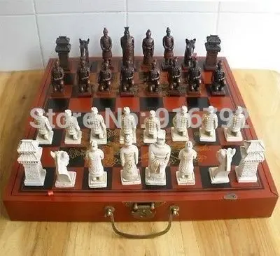 

Wholesale***** New! Chinese 32 pieces chess set/box/Xian Terracota Warrior