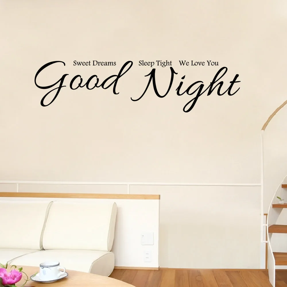 Good Night Wall Stickers Bedroom Sweet Dreams Sleep Tight We Love You ...