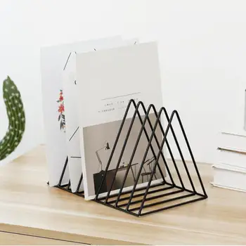 

3pcs Triangle File Organizer Wire Collection Desktop Iron Storage Rack Bookshelf Magazine Holder for Office Home Decoration