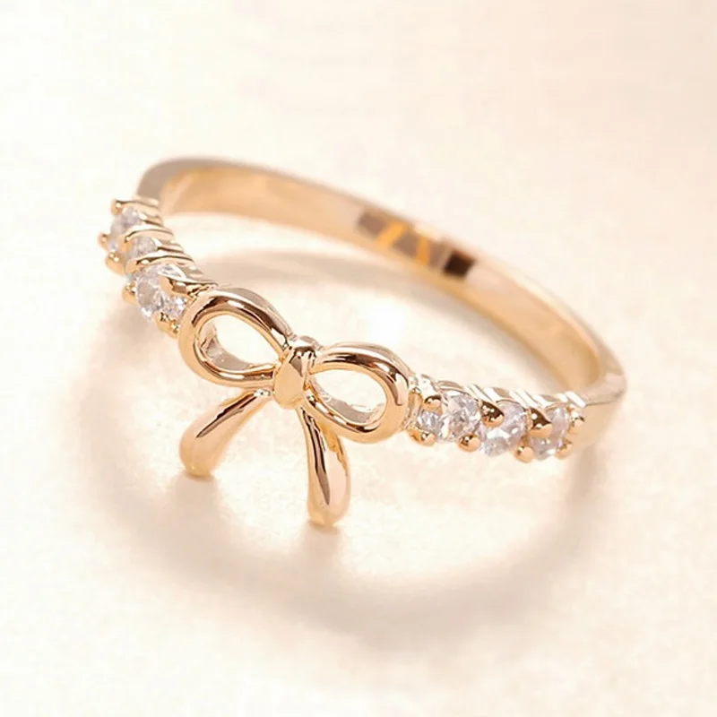 

Gothic Flawless Rings Jewelry Simple Crystal Bow Ring Beautiful Butterfly Shape Jewelry Accessories Exquisite Rings Z3S245