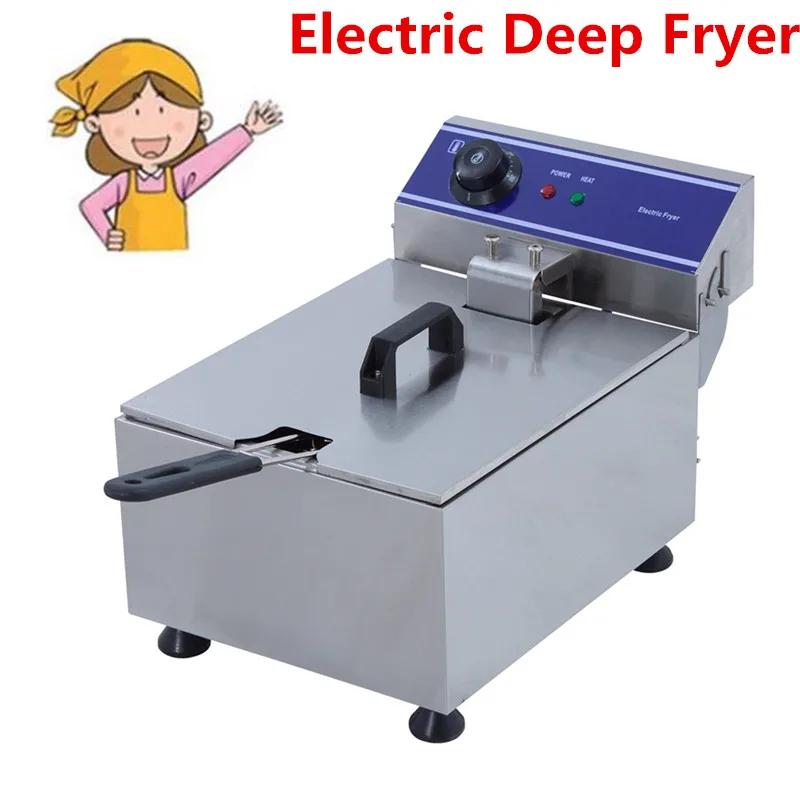 

High Quality 220V 10L High Quality Electric Deep Fryer Single Cylinder With Timer Commercial French Fries Fried Chicken