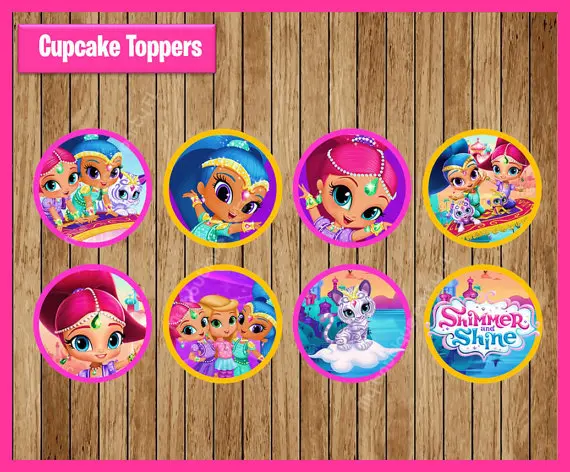 Shimmer And Shine Sticker,Cupcake Toppers,Birthday Party Decorations ...