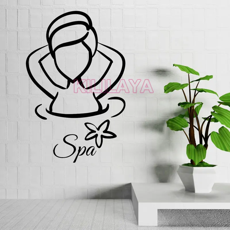 Women Spa Wall Stickers for Spa Bathroom Tile Glass Walls Waterproof Vinyl Wall Sticker Home