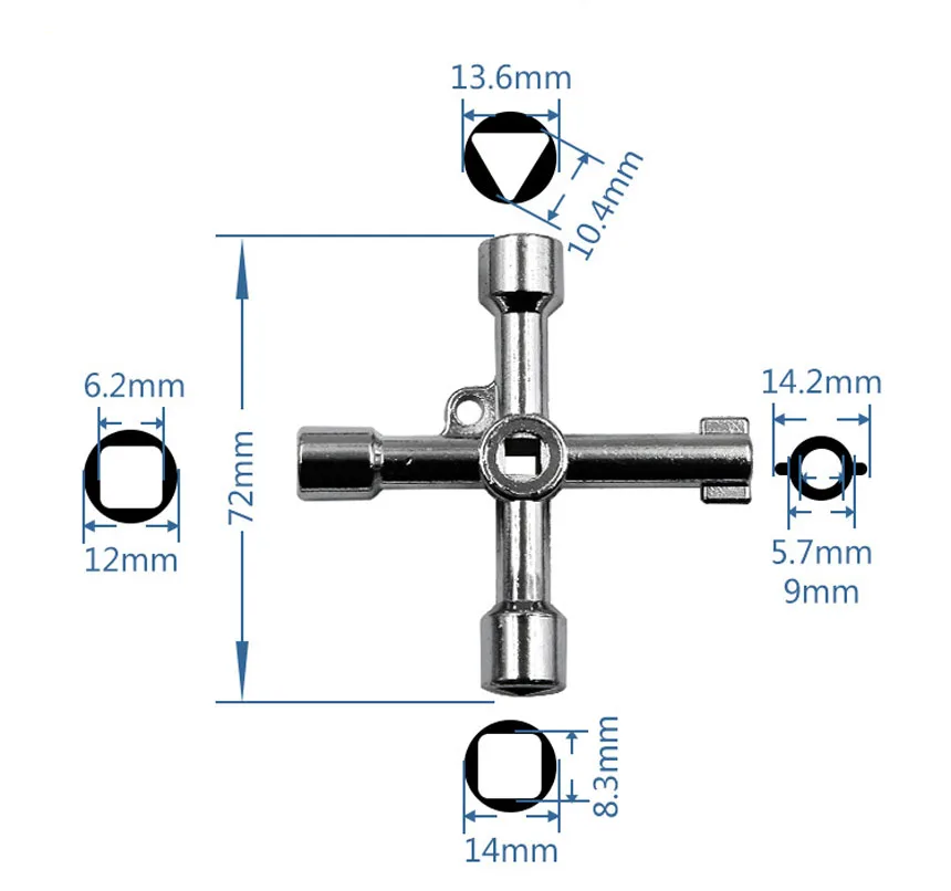 Geoeon Универсальный крестовой ключ многофункциональный 4 способа у-образный ключ сантехник ключи для электрический счетчик газа шкафы негерметичные радиаторы A47