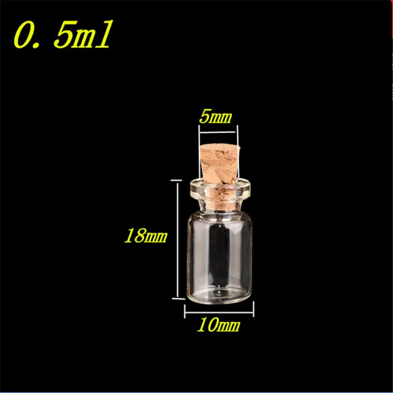 Мини стеклянные бутылки с пробкой 10*18*5 мм 0,5 мл пустые маленькие Желая бутылки стеклянные флаконы 300 pcslot