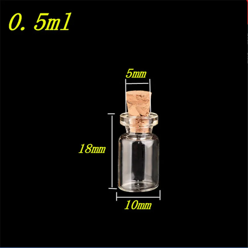Mini Glass Bottles With Cork 10*18*5mm 0.5ml Empty Small Wishing Bottle Glass Vials Jars 300pcslot 4