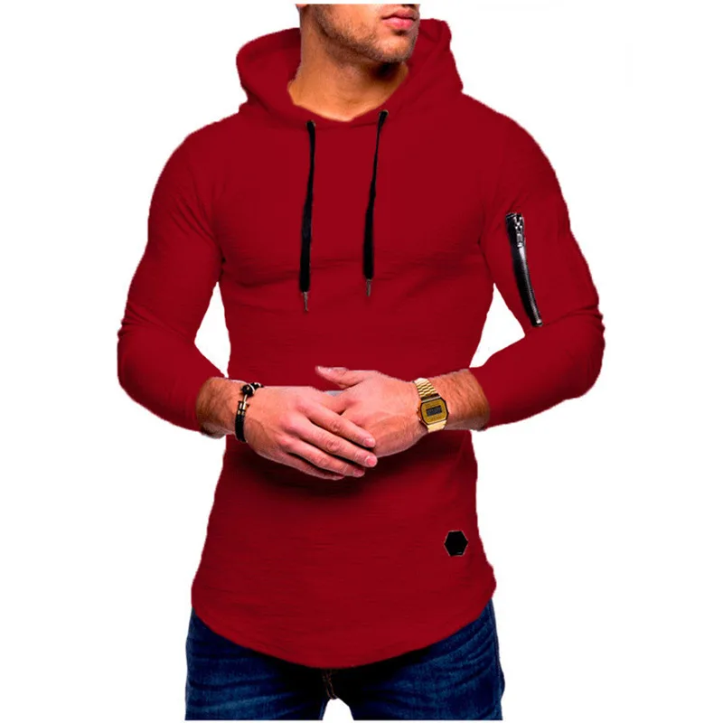 Plus Size Autumn Sport Shirt Men Long Sleeve Hooded Running T-Shirt Joggers Fitness Top Sweatshirts Gym Workout t shirt Clothing