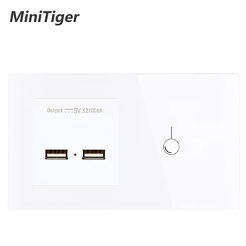 

Minitiger EU Standard 1 Gang 1 Way Touch Switch and Power Outlet With Dual USB Smart Induction Charge Port For Mobile 5V 2.1A