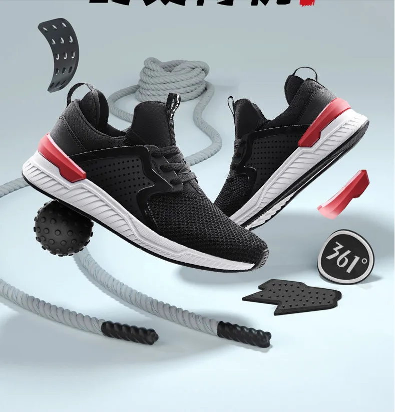 

361 men's shoes, sports shoes, 2018 fall, low fashion, new style, one step, design, knitted fabric, running shoes.