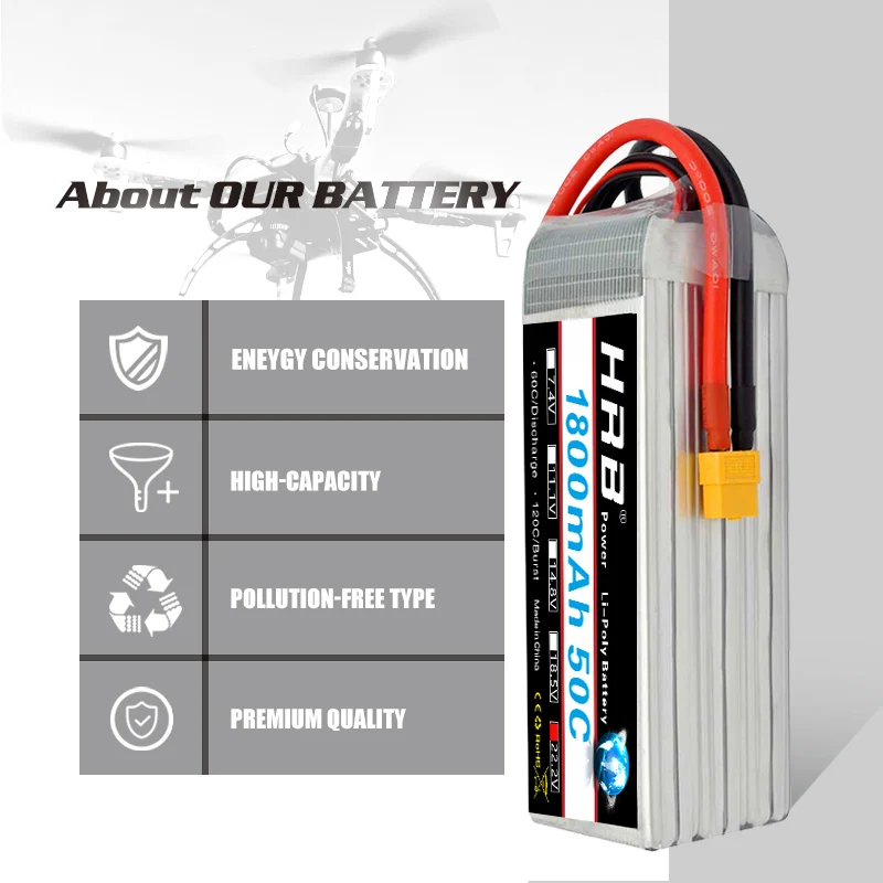 2 шт HRB 1800mAh Lipo 6S 22,2 V Bettery 50C Max 100C XT60 T DEAN для SAB380 Align 470 ALZRC Devil 380 480 RC Вертолет Лодка автомобиль