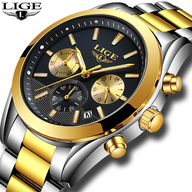 

2019 NEW LIGE Watch Mens Military Waterproof Top Brand Watches Stainless Steel Quartz Clock Man Full Steel Wrist Watch Relogio