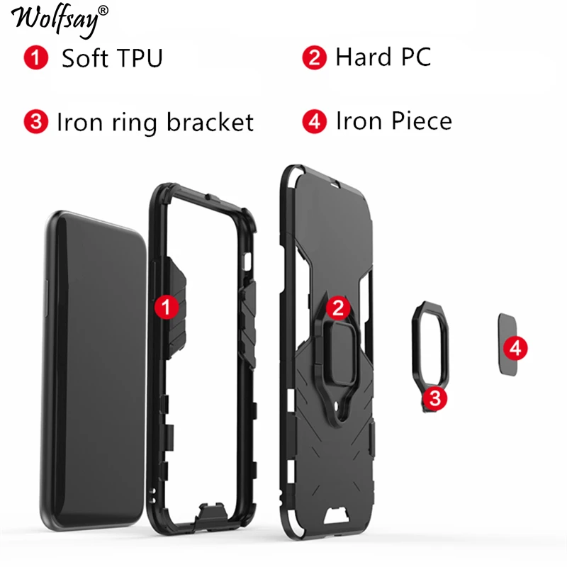 Чехол Wolfsay для Huawei Y6 2018 чехол Prime автомобильный держатель армированные Чехлы