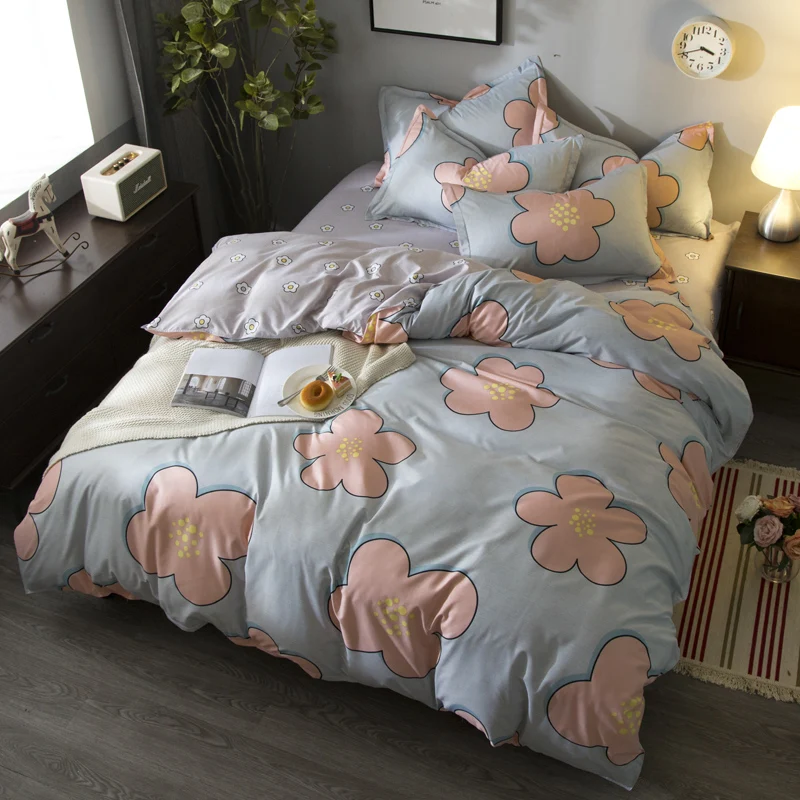 

Bedding Set Luxury Red Print 4pcs Family Set Include Bed Sheet Duvet Cover Pillowcase Boy Room Flat Sheet No Filler 2019 Bed
