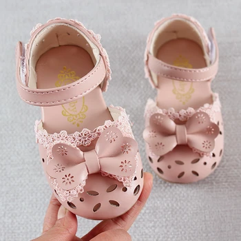 Newest Summer Kids Shoes 2020 Fashion Leathers Sweet Children Sandals For Girls Toddler Baby Breathable Hoolow Out Bow Shoes 1