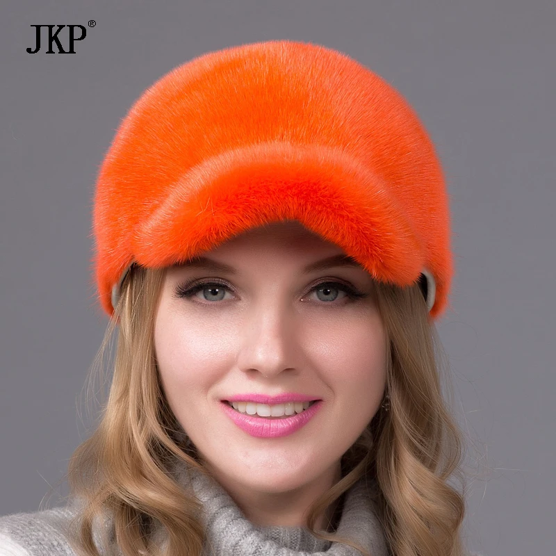 Женская зимняя шапка из натурального меха норки с защитой ушей, модная меховая шапка с утиным язычком