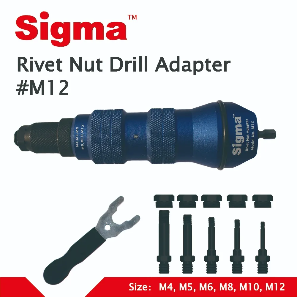 Sigma #M12 HEAVY DUTY Threaded Rivet Nut Drill Adapter Cordless or Electric power tool accessory alternative air rivet nut gun