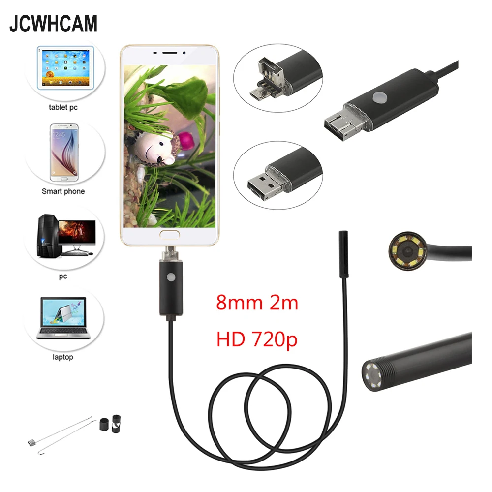 JCWHCAM Endoscope 8MM Waterproof HD 720P Android Endoscopio Camera Borescope USB Endoskop Inspection | Безопасность и защита
