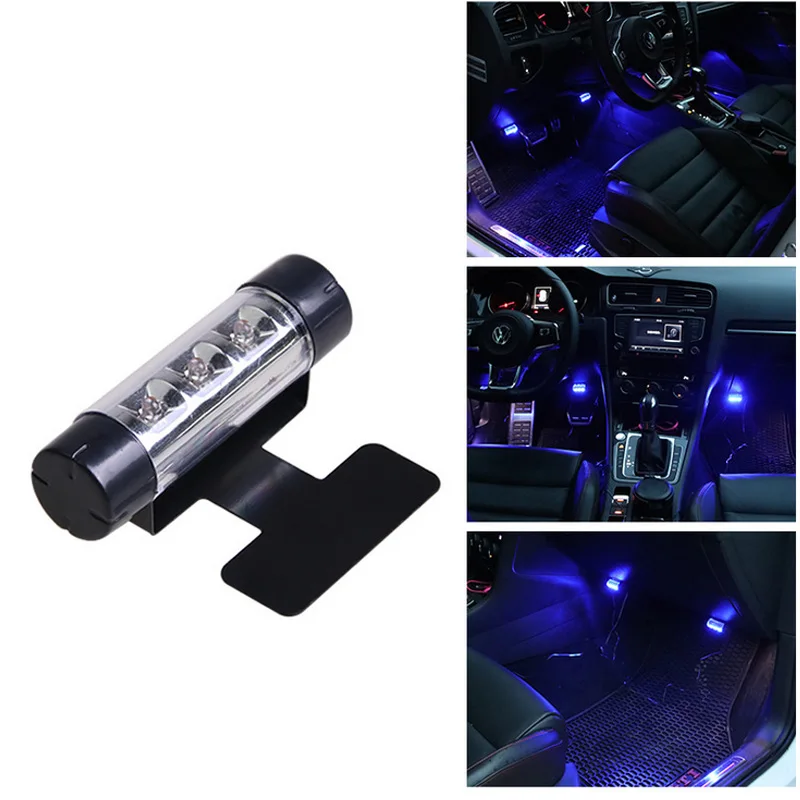 12V Car Blue LED Atmosphere Light 360Degree 2pc RGB Automotive Interior