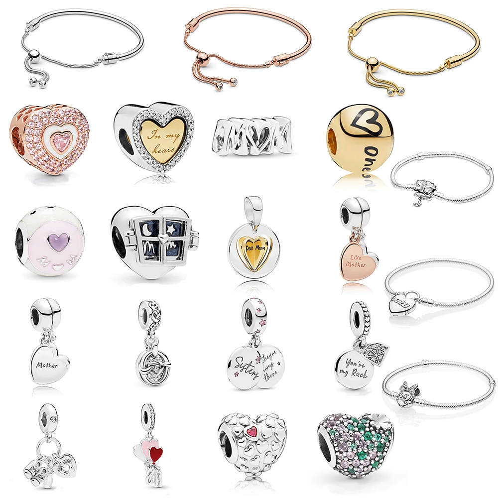 

CHAMSS 2019 Female Mother's Day New LOVE MOTHER HEART CHARM 925 Sterling Silver Original 1:1 Wholesale Give Mom Romantic Jewelry