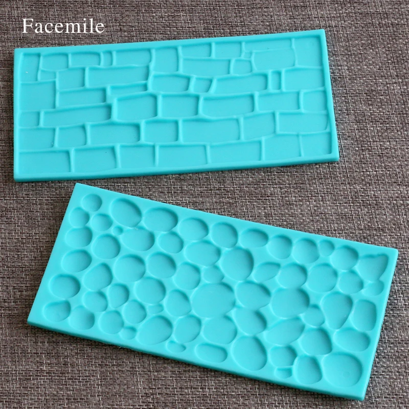 

2Pcs/set Fondant Impression Mat Set Stone Wall Design Sugarcraft Decorating Tool Gumpaste Embosser CupCake Decoration 52105 Gift