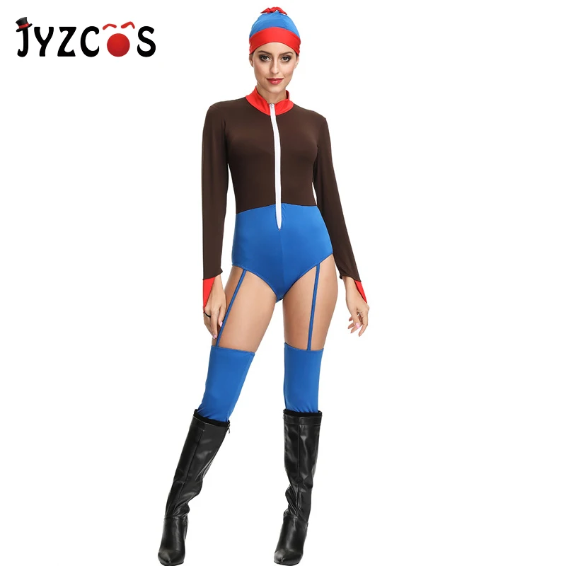

JYZCOS Circus Clown Costumes Masquerade Cosplay Costume Elastic Bodysuits Halloween Costumes for Women Party Fancy Dress