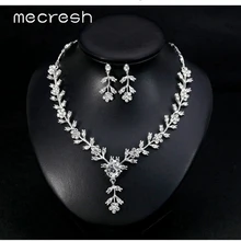 Mecresh милые Цветочная веточка свадебные, из горного хрусталя комплект ювелирных изделий Для женщин девочек маленькое колье серьги Наборы свадебных ювелирных изделий MTL575