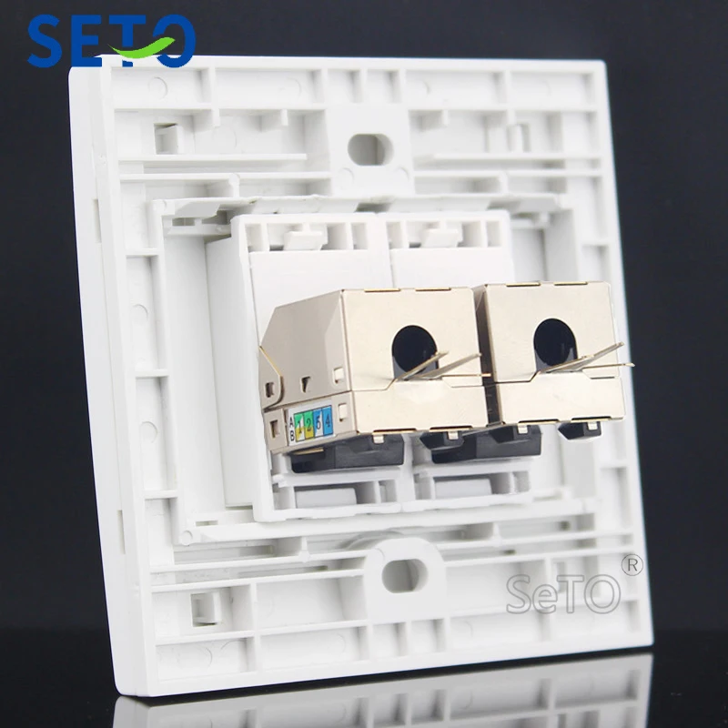 

SeTo 86 Type Double Gigabit Shield Network RJ-45 Cat6 Outlet Wall Plate Socket Keystone Faceplate