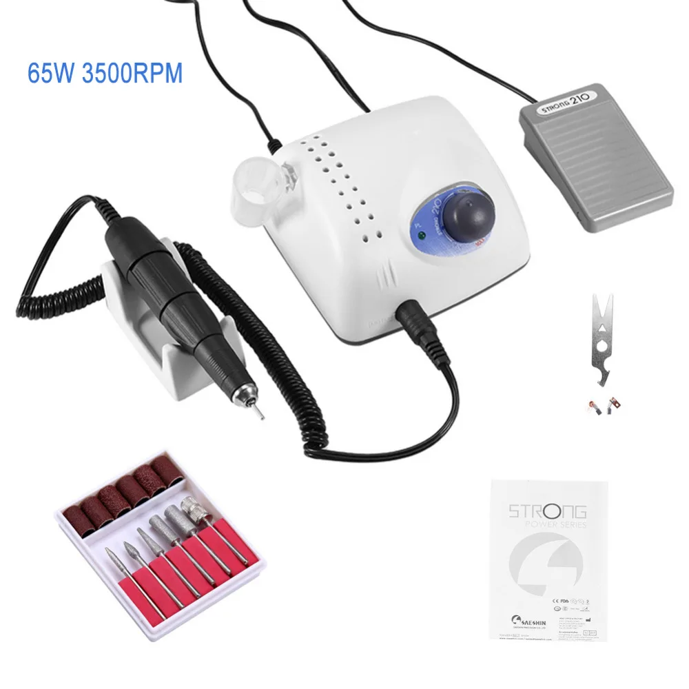 

65W 35,000RPM Strong 210 102L-2.35 Electric Nail Drills Machine Manicure Pedicure File Bits Nails sculpture polish Art Equipment