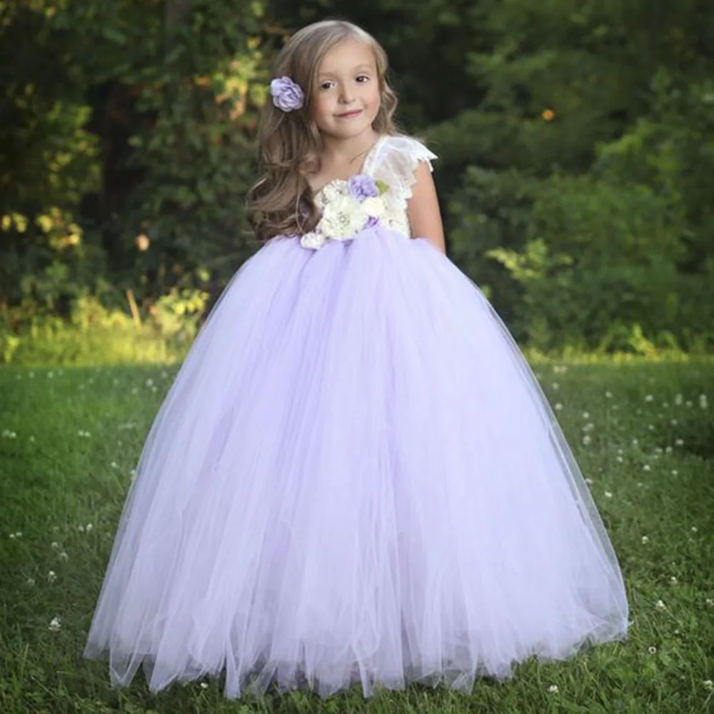 

Lavender Flower Girls Dress for Kids Floor Length Girls Ball Gown Dress Child Wedding Junior Bridesmaid Xmas Party Girl Clothes