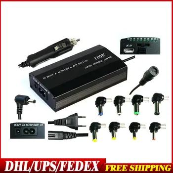 

50Pcs/Lot EU/US/UK Plug 100w Universal Laptop Ac Dc Power Laptop Adapter Car Charger For Laptop With Usb Power Charger