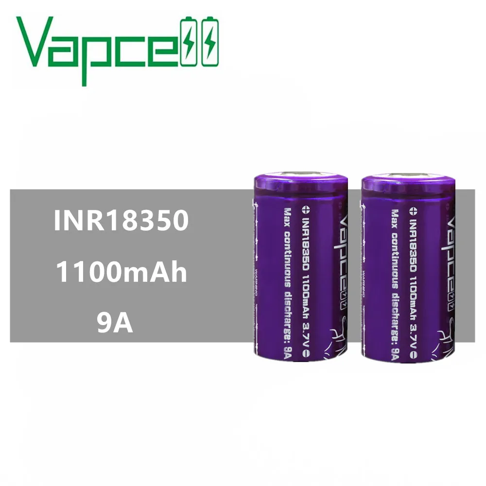 2 шт. VAPCELL INR18350 1100 мАч литиевая аккумуляторная батарея непрерывная 9A электронная E-CIG дыма vs keeppower IMR 18350