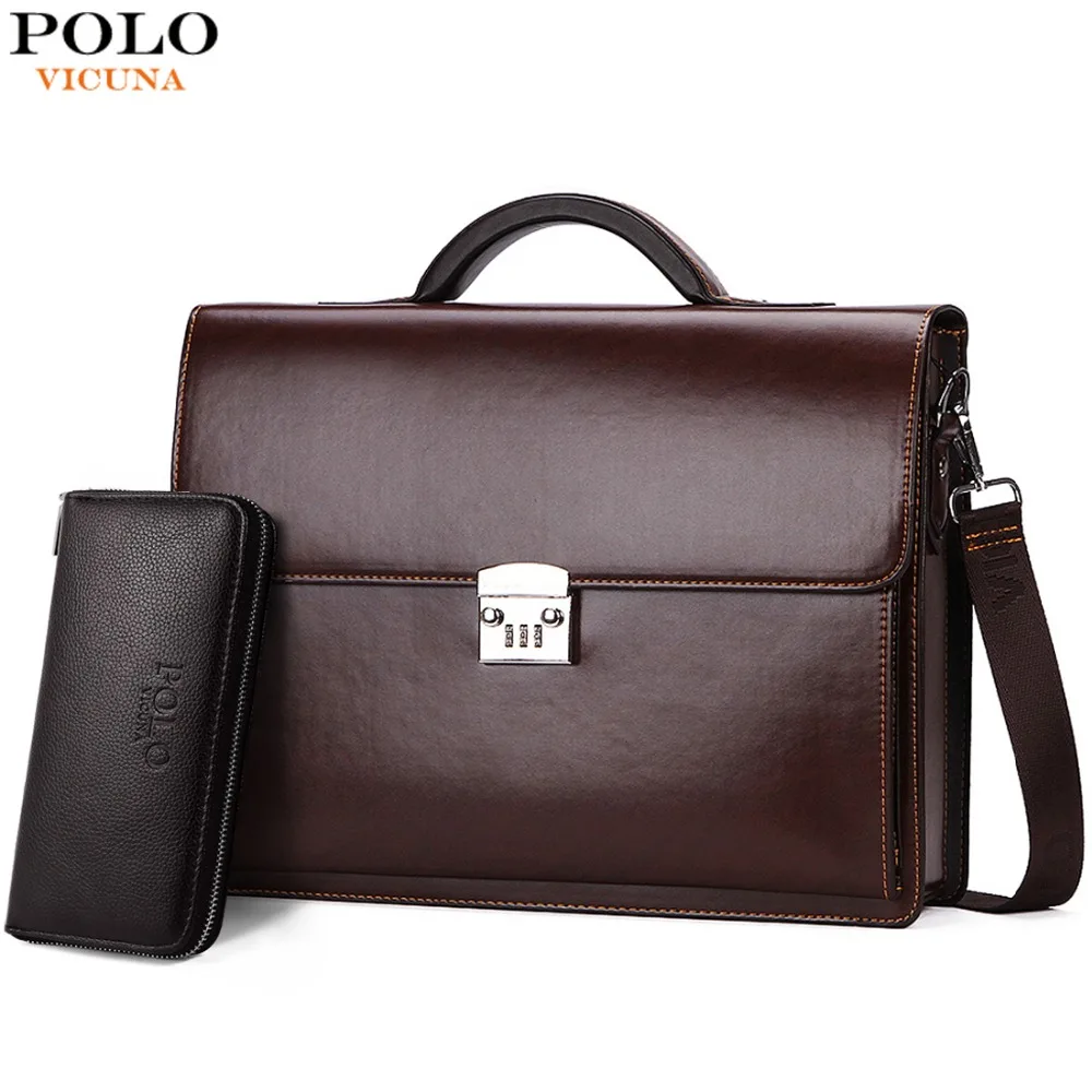 VICUNA POLO Luxury Business Mens Briefcase With Code Lock High Quality
