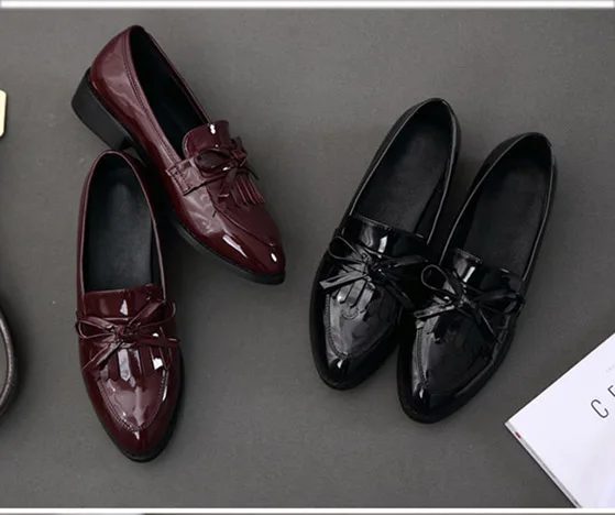 EAGSITY/лакированные кожаные Пенни-лоферы; женская обувь на плоской подошве без шнуровки; женские модельные туфли с острым носком; вечерние туфли в деловом стиле