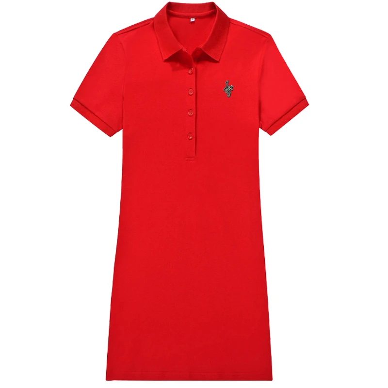 Женское Хлопковое платье поло с коротким рукавом ТРАПЕЦИЕВИДНОЕ ПЛАТЬЕ большие