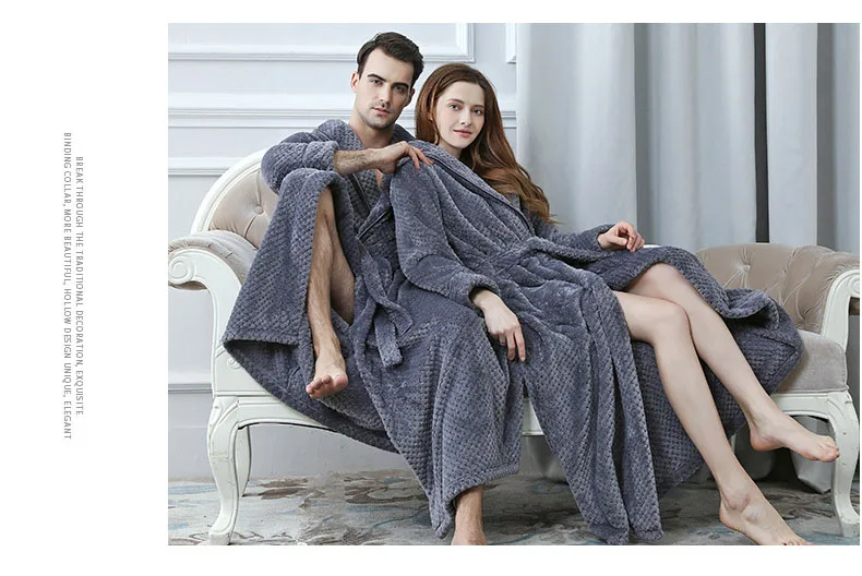 CAVME 2019 плюс размеры зимние фланелевые халаты утолщаются длинный халат для любителей кимоно для мужчин пижамы ночь