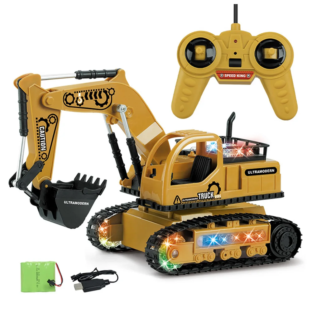 

Battery Powered Remote Control Car Chargeable Speed Change Tractor Kids Excavator Lighting Wireless Musical Bulldozer Model