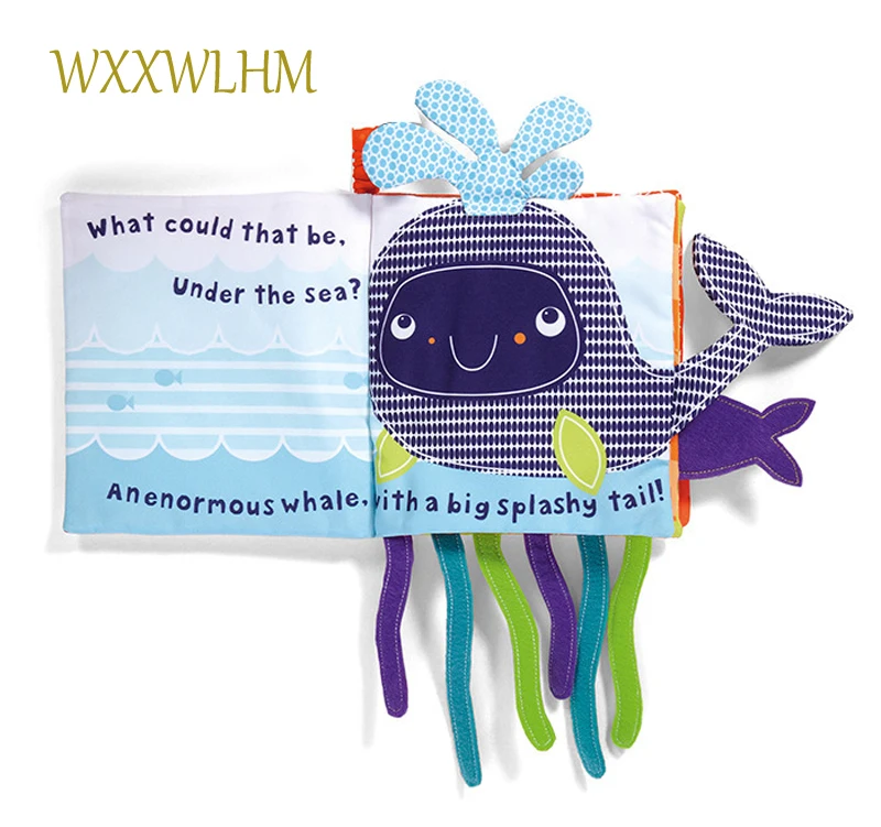 Whale Sea World 3D Cognition Baby Cloth Book Stuffed Plush Baby Toys Baby Cloth book