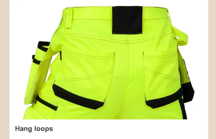 Bauskydd Men Working Pants Reflective High visibility Multi-pockets Work Trousers With Knee Pads Workwear Safety Cargo Pants (22)