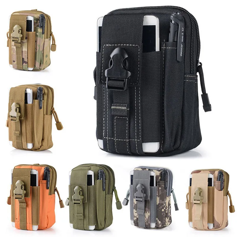 

Men Waterproof Canvas Waist Pack Belt Bag Multifunction Running Military Practical Tactical Outdoor Sport Hiking Cell Phone Case