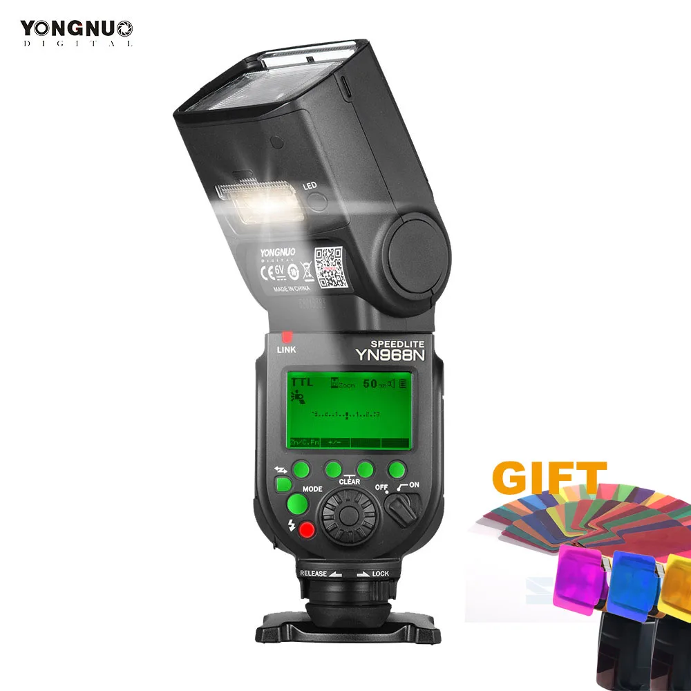 Беспроводная вспышка YONGNUO YN968N TTL 1/8000 HSS со светодиодной подсветкой для Nikon DSLR D3200