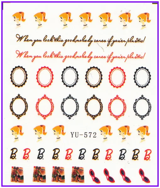 Nail Sticker FLOWER BUTTERFLY MARINE CONCH KISSES LIP STICK Water Transfers Stickers Nail Decals Stickers Water YU561-572
