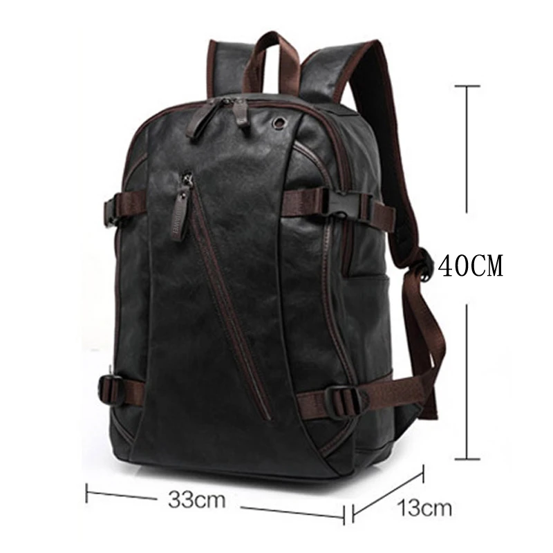Baiji hombres PU charol mochilas de cuero de moda para hombre Mochila y bolsas de viaje Western College Style bolsas Mochila femenina Baiji hombres PU charol mochilas de cuero de moda para hombre Mochila y bolsas de viaje Western College Style bolsas Mochila femenina