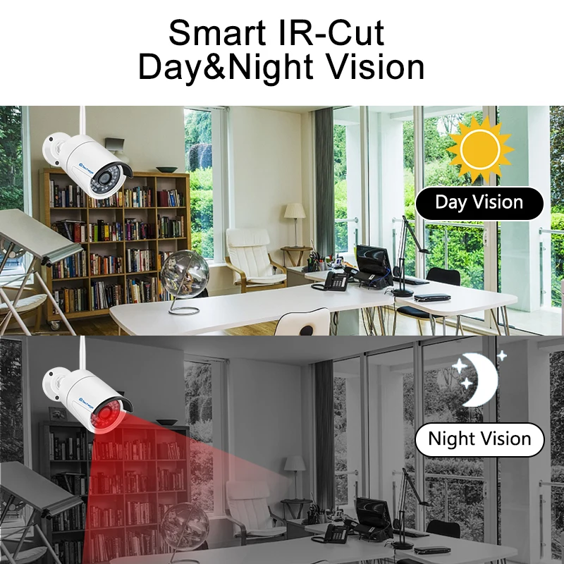 Techage inalámbrico sistema de seguridad 4CH 1080 P NVR Kit 2.0MP IR-CUT al aire libre registro de Audio CCTV cámara IP WiFi Video vigilancia conjunto - 3