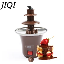 JIQI мини шоколадный фонтан три слоя DIY Choco Отопление фондю водопад Hotpot плавильная машина Дети День рождения ЕС США Plug