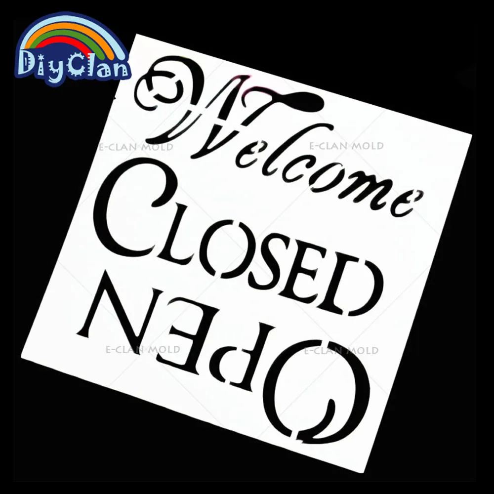 13x13cm-Welcome-open-close-Cake-letter-Stencil-Cookie-Cake-Stencil ...